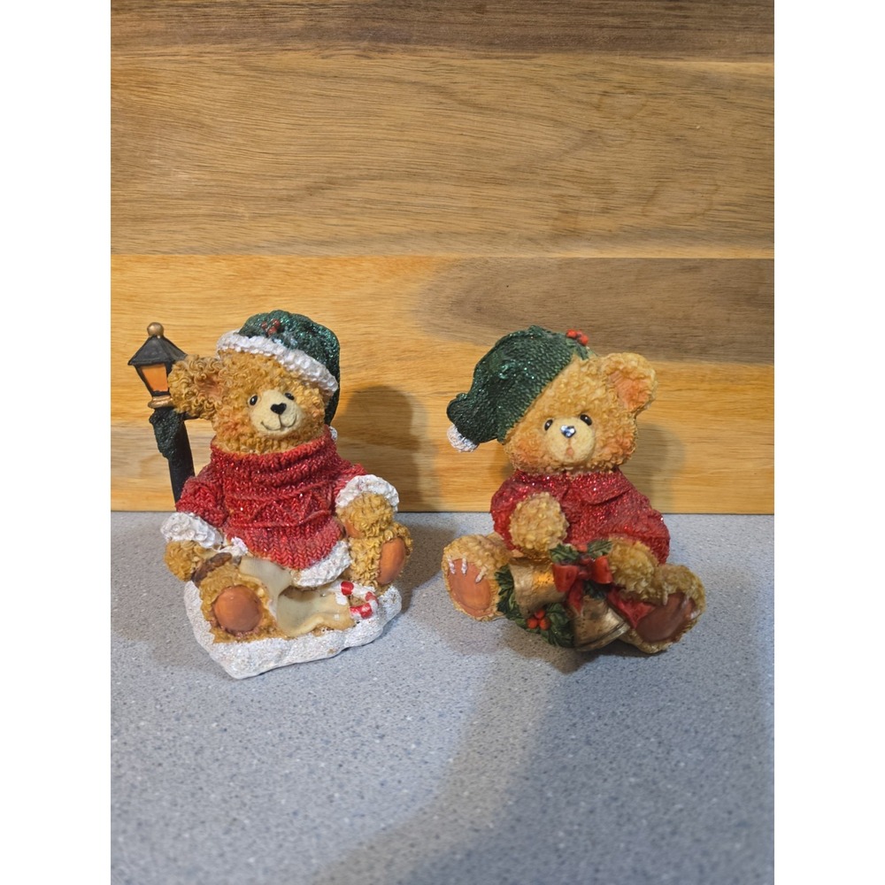 Christmas Bear Decor, Glitter Red And Green Sweaters